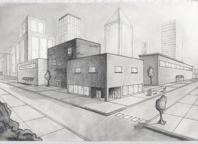 2 Point Perspective, Depth, Angles, Dimensions, Visuals Drawing