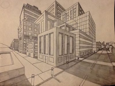 2 Point Perspective, Depth, Angles, Visual Dynamics, Geometry Drawing