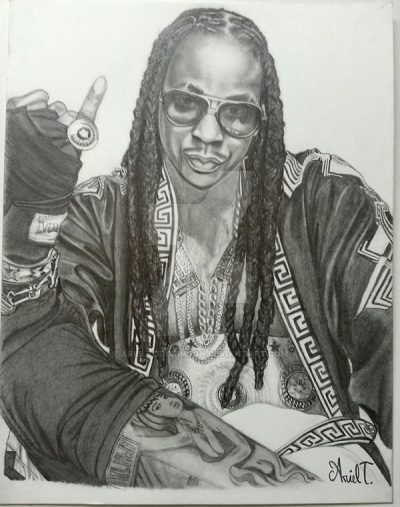 2 Chainz, Artist, Hip-hop Style, Detailed Portrait, Urban Fashion, Expressive Gesture Drawing