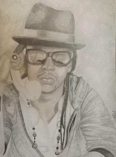 2 Chainz, Portrait Of Man, Telephone, Sunglasses, Hat Drawing