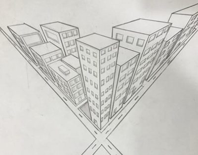 3 Point Perspective, Depth, Angle, Dimension, Viewpoint Drawing