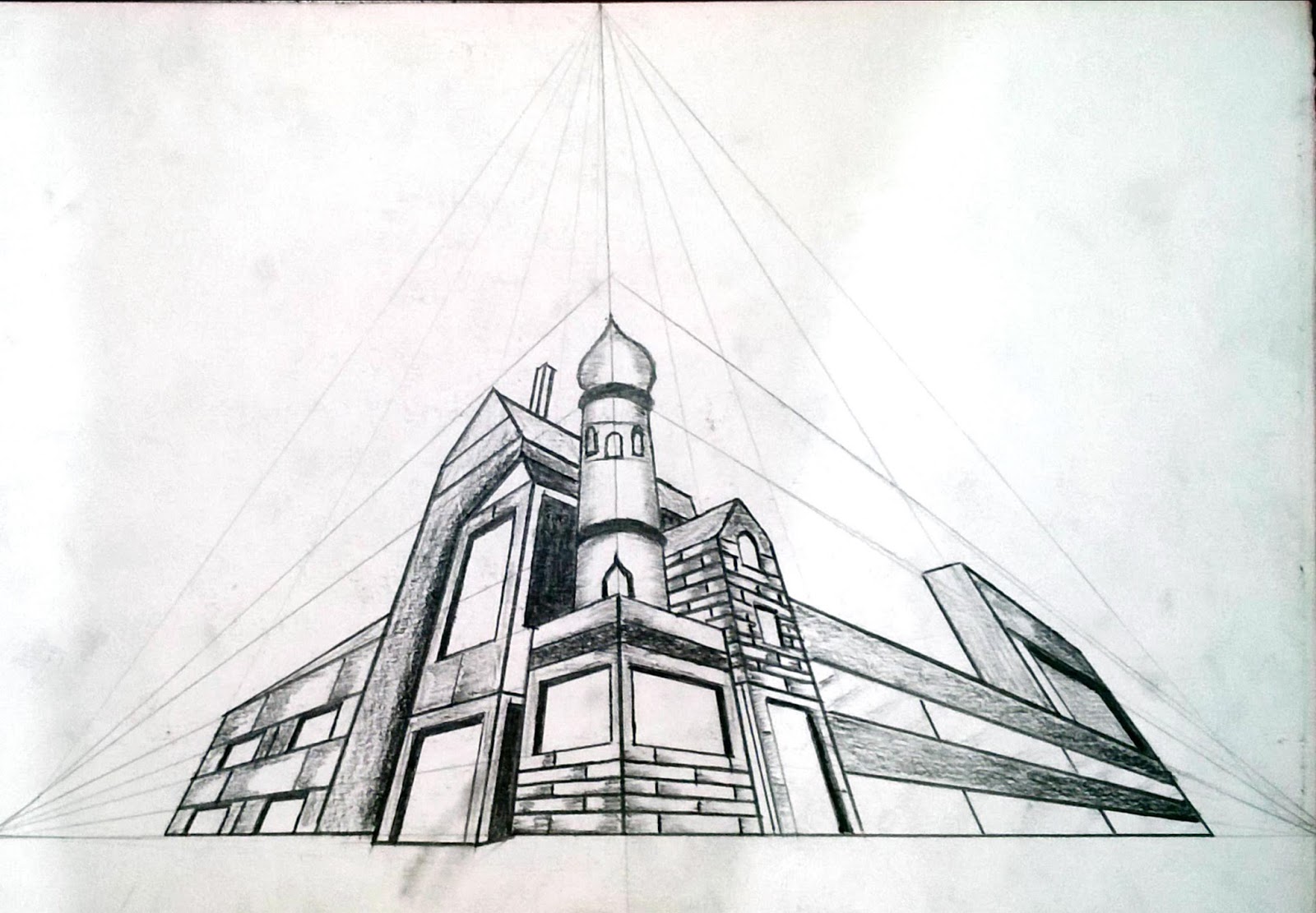 3 Point Perspective Drawing Hand Drawn