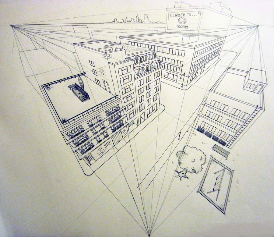 3 Point Perspective Drawing Intricate Artwork