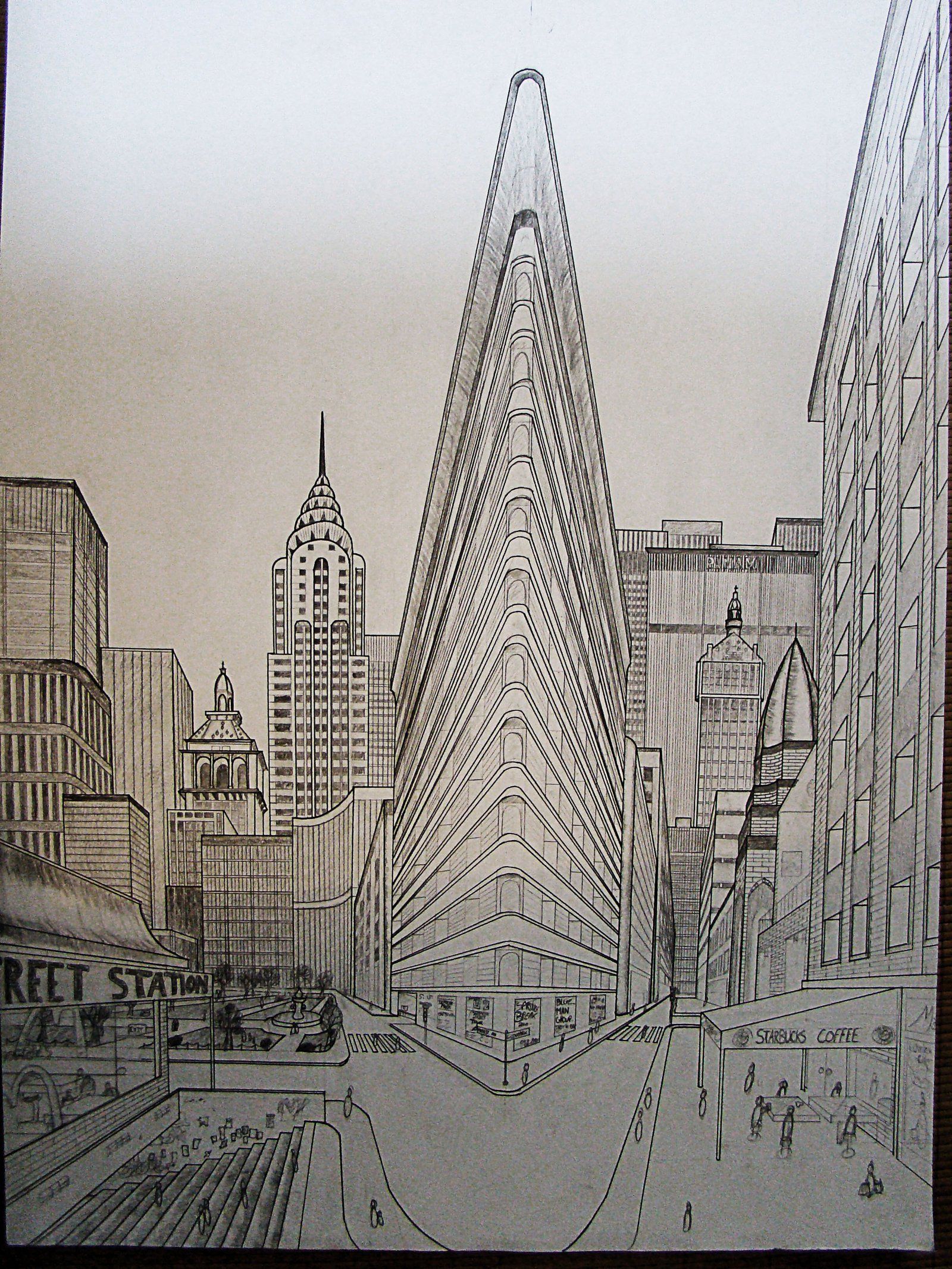 3 Point Perspective Drawing Sketch