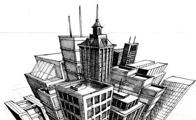 3 Point Perspective, Dimension, Depth, Viewpoint, Angle Drawing