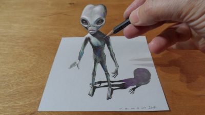 3D Alien, Visual Art, Extraterrestrial Model, Futuristic Design, Sci-Fi Creature Drawing