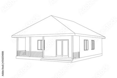 3D House, Virtual Design, Architectural Model, Home Rendering, Digital Visualization Drawing