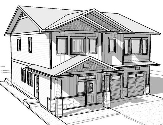 3D House Drawing Hand drawn Sketch