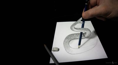 3D Illusion, Spatial Depth, Visual Trickery, Perceptual Art, Mind-Bending Design Drawing