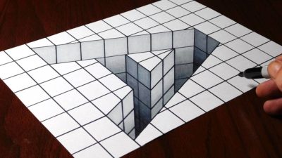 3D Illusion, Depth Perception, Visual Puzzle, Mind-Bending Art, Optical Trick Drawing