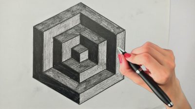 3D Illusion, Depth Perception, Visual Puzzle, Mind-Bending Art, Optical Trick Drawing