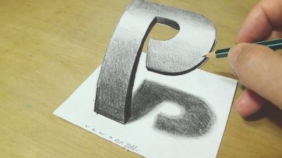 3D Letter, Custom Fonts, Artistic Representation, Creative Typography, Visual Design Drawing