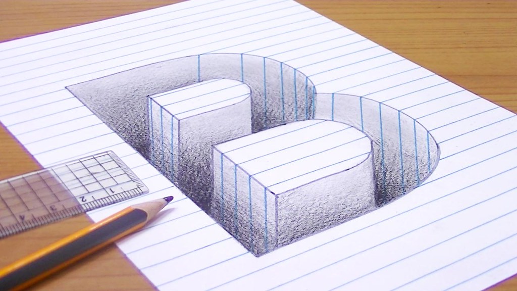 3D Letter Drawing Art