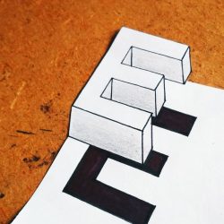 3D Letter Drawing Detailed Sketch