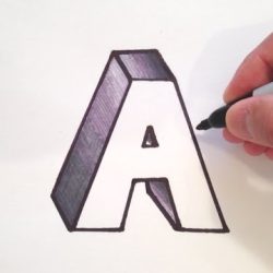 3D Letter Drawing Hand drawn Sketch