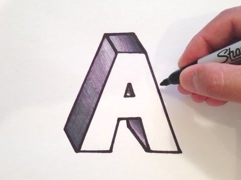 3D Letter Drawing Hand drawn Sketch