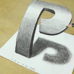 3D Letter Drawing Modern Sketch