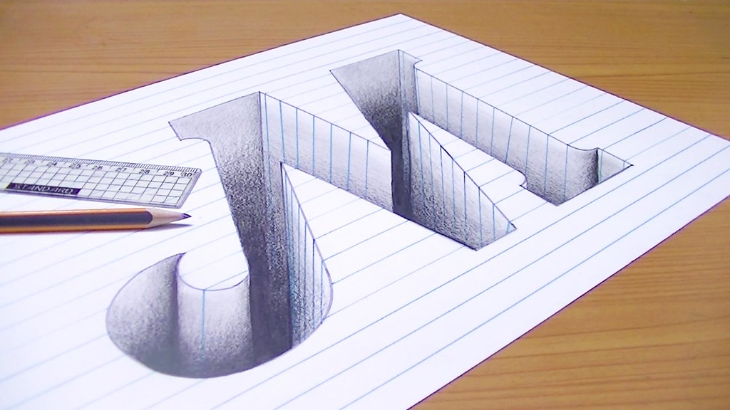 3D Letter Drawing Photo