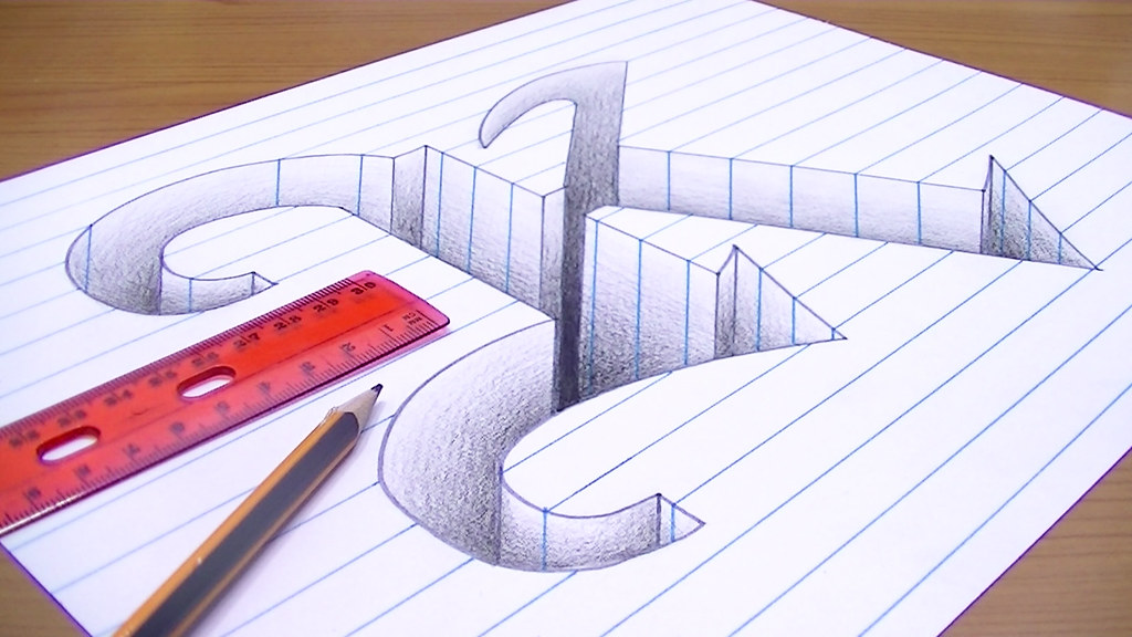 3D Letter Drawing Stunning Sketch