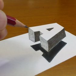 3D Letter Drawing Unique Art