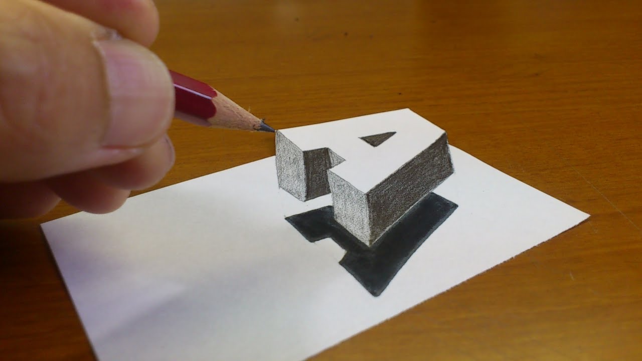 3D Letter Drawing Unique Art