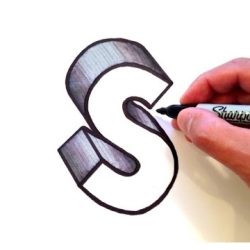 3D Letter S Drawing Realistic Sketch