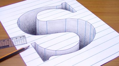 3D Letter S, Bold S Design, Artistic S Shape, Sculpted Letter S, Three-Dimensional S Drawing