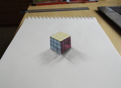 3D Rubiks Cube, Brain Teaser, Colorful Cubes, Puzzle Game, Spatial Challenge Drawing