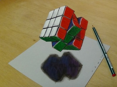 3D Rubiks Cube, Spatial Challenge, Puzzle Game, Colorful Cubes, Brain Teaser Drawing