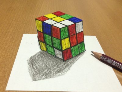 3D Rubiks Cube, Mind-Bending Game, Spatial Challenge, Colorful Puzzle, Mechanical Toy Drawing