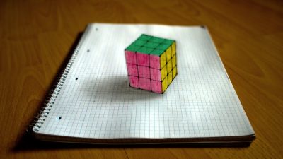 3D Rubiks Cube, Colorful Design, Spatial Challenge, Puzzle Game, Mind Teaser Drawing