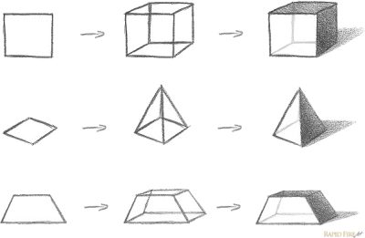 3D Shape, Three-Dimensional Object, Geometric Form, Spatial Design, Volume Structure Drawing