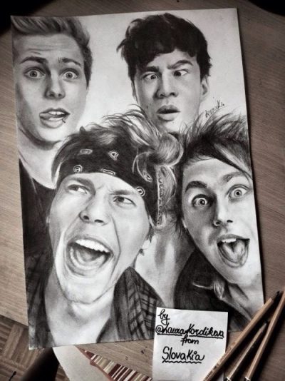 5SOS, Pop-Rock, Australia, Music, Band Drawing