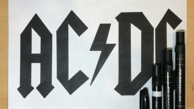 AC DC, Electricity, Classic Hits, High Energy, Rock Band Drawing