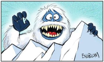 Abominable Snowman, Mythical Creature, Cold Habitat, Elusive Beast, Himalayan Legend Drawing