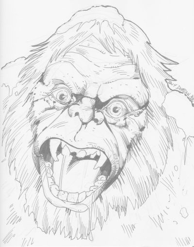 Abominable Snowman, Mythical Creature, Cold Habitat, Elusive Beast, Himalayan Legend Drawing