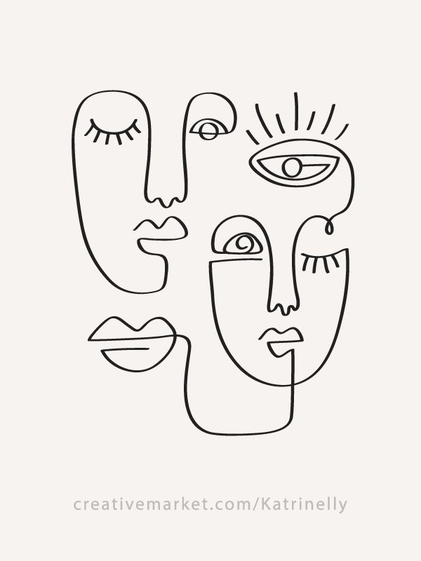 Abstract Face Drawing Modern Sketch