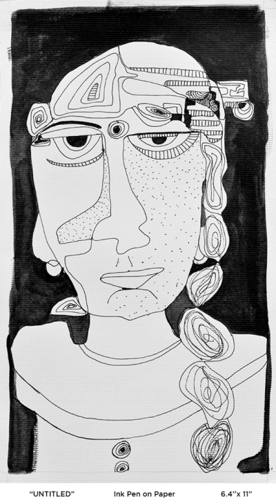 Abstract Face, Contemporary Art, Visual Interpretation, Geometric Design, Artistic Expression Drawing