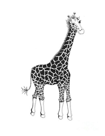 Abstract Giraffe, Animal Sculpture, Modern Art, Artistic Representation, Unique Design Drawing