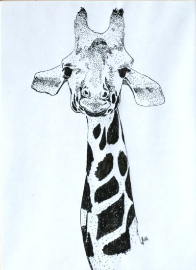 Abstract Giraffe, Animal Sculpture, Modern Art, Artistic Representation, Unique Design Drawing