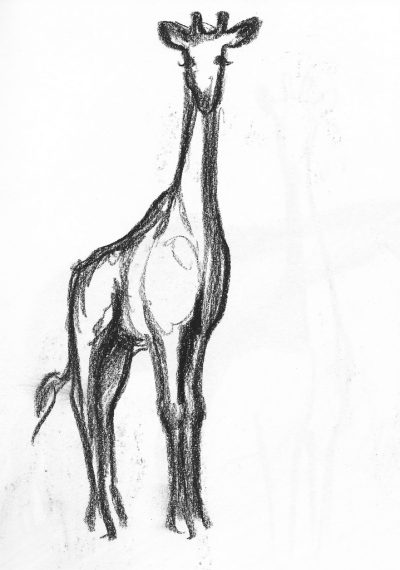 Abstract Giraffe, Animal Sculpture, Modern Art, Artistic Representation, Unique Design Drawing