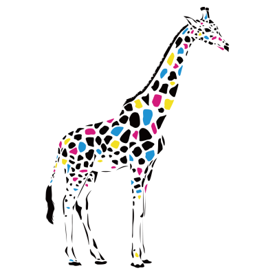 Abstract Giraffe, Modern Art, Colorful Patterns, Artistic Representation, Whimsical Design Drawing