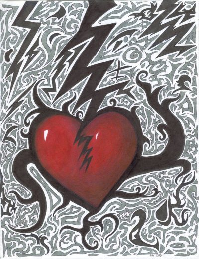 Abstract Heart, Passionate Connection, Visual Metaphor, Artistic Expression, Emotional Depth Drawing