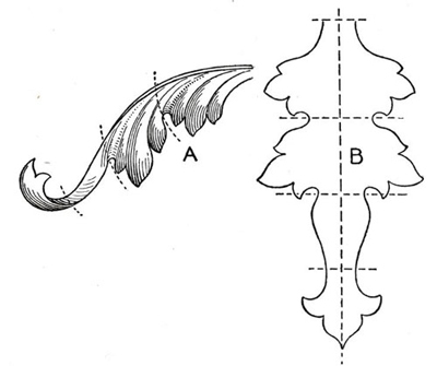 Acanthus Leaves, Decorative Elements, Botanical Motif, Classic Architecture, Ornamental Design Drawing