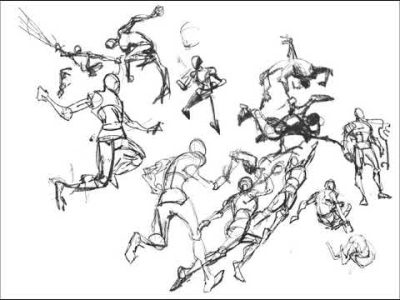 Action Pose, Athletic Posture, Energetic Position, Motion Capture, Dynamic Stance Drawing