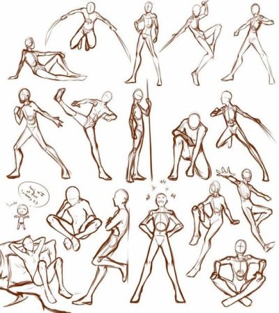 Action Pose, Bold Attitude, Energetic Position, Dynamic Stance, Heroic Posture Drawing