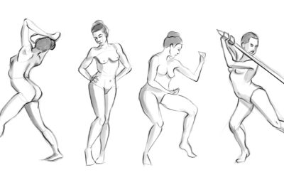 Action Pose, Energetic Position, Athletic Form, Motion Capture, Dynamic Stance Drawing