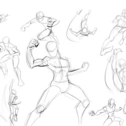 Action Poses Drawing Detailed Sketch