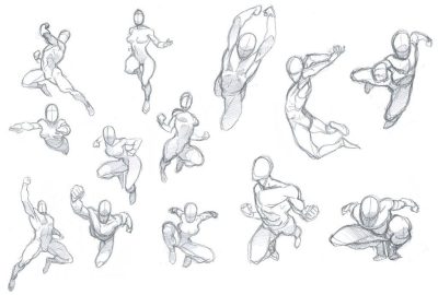 Action Poses, Dynamic Stances, Energetic Movements, Dramatic Angles, Athletic Postures Drawing