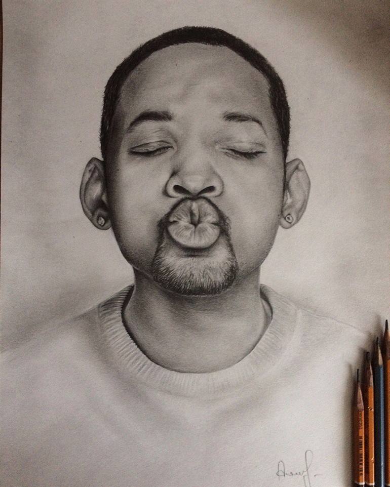 Actor Will Smith Drawing Modern Sketch